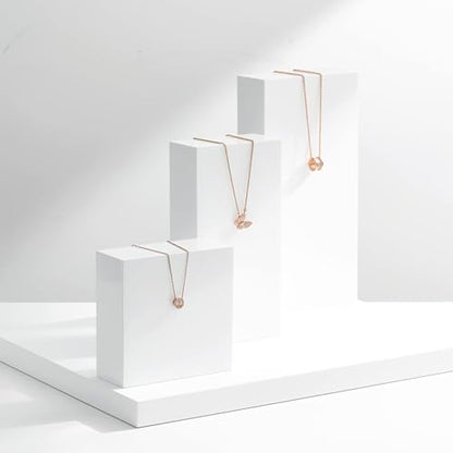 Oirlv Solid Wood Minimalism Style Jewelry Display Stand Showcase Jewelry Organizer Square Holder White Display Stand Riser (SM05206) - color: SM05206
