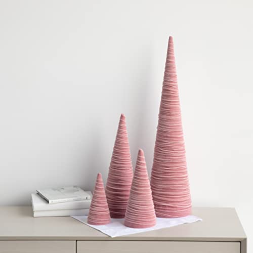 Your Heart's Content Blush Velvet Trees Set of 4, Cozy Bookshelf Teen Girl, Coquette Room Decor, Aesthetic, Valentine Table Accent, Pink Cozy Mantel, Tabletop Tree (Blush) - color: Blush