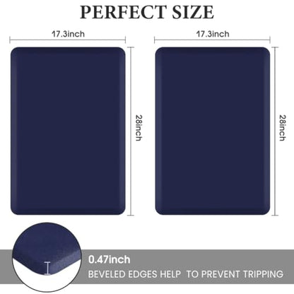 HappyTrends 2 PCS Kitchen Mat Cushioned Anti-Fatigue Floor Mat - color: Navy, size: 17.3"x28"+17.3"x28"