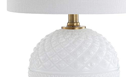 JONATHAN Y Julienne Hobnail Glass/Metal Table Lamp 20.5", White/Brass Gold