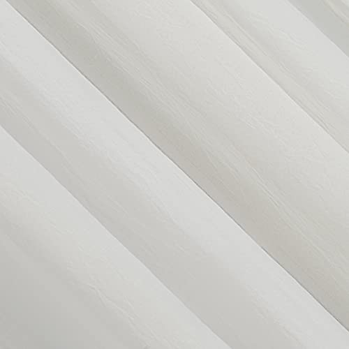 No. 918 Genevieve 2-Pack Linen Weave Sheer Semi-Sheer Rod Pocket Curtain Panel Pair, Cream, 50" W x 120" L (2 Panels) - color: Cream, size: 50"W x 120"L (Pack of 2)