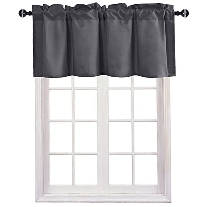 JIUZHEN Dark Grey Valance Curtains for Window 1 Panel, 52 x 18 Inches - color: Dark Grey, size: 52"W x 18"L (Pack of 1)