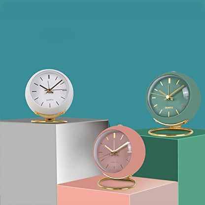 SHISEDECO Small Tableclocks Classic Non-Ticking Tabletop Alarm Clock,White - color: Rn-white