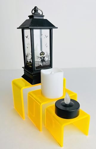 Tiered Acrylic Display Risers – 3pc Set (2", 3", 4") Cube Stands for Crafts, Collectibles & Decor (Neon Yellow) - color: Neon Yellow