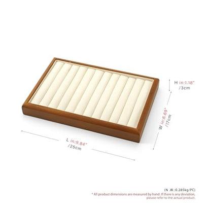 Oirlv Wood Ring Display Tray - color: Cream, size: 11 slot