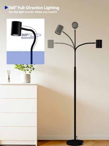 GLOWRIUM LED Reading Floor Lamp, 62" Floor Task Lamp, Adjustbale Floor Lamp - style: Reading Lamp (H2B)