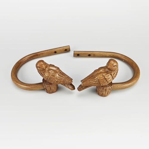 Curtain Drapery Holdbacks with Resin Bird, Wall Mount Drapery Hooks Holders, Set of 2, Wood Color, Suitable for Drywall - color: Chestnut