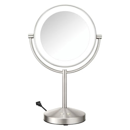 Conair LED Vanity Mirror, Double-Sided, 10x Magnification, Satin Nickel - color: Satin Nickel, size: 16"L x 10.3"W
