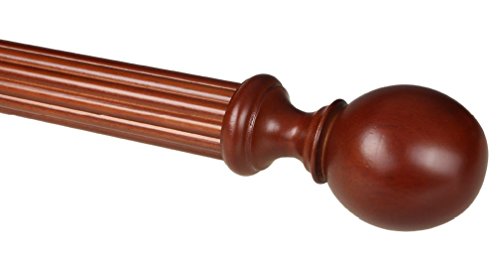 Drapery Curtain Wood Ball Style Finial for 2" Diameter Rod - Walnut - Set of 2 - color: Walnut