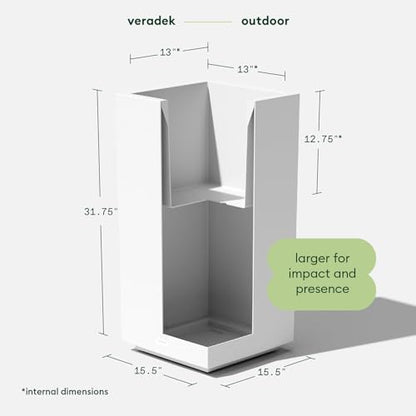 Veradek Block Series Pedestal Planter - Tall Rectangular Outdoor Planter - color: White, size: 32''H x 15.5''W -2 Pack