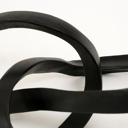 Modern Abstract Aluminum Tabletop Sculpture Décor, Black Metal Decorative Accent for Coffee Table, Bookshelf, Console Table, Living Room, Office & Home Décor