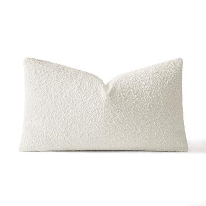 MIULEE Textured Boucle Lumbar Pillow Cover for Bed 12x20 White - color: White, size: 20" x 12" (Pack of 1)