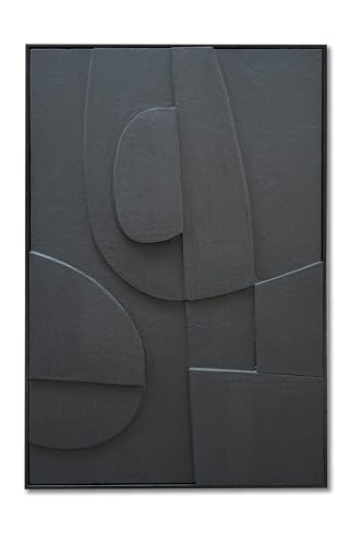 NANKAI Art Hand-Painted Three-Dimensional Black Texture Art Modern Minimalist Decorative Oil Painting for Home, Office, Corridor and Wall Decoration 36x24 Inches (with Solid Wood Exterior Frame) - color: Nkhb319