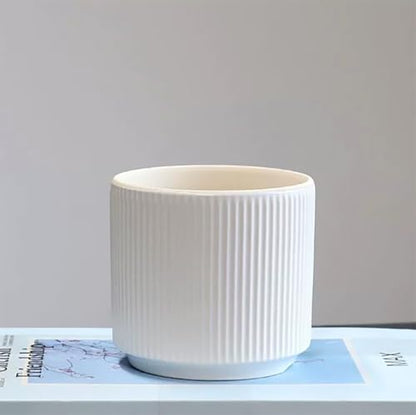 Ceramic 4.9+6.3 inch Planters, Modern Home and Office Flowerpot, Indoor and Outdoor Flowerpot with Drainage Hole (White) - color: White