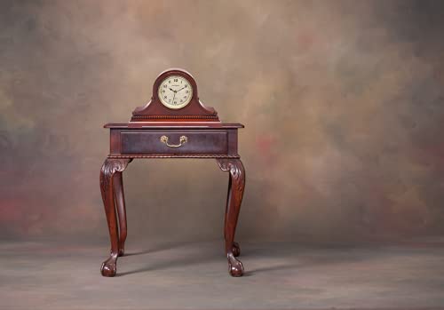 Mantel Clock, Battery Operated, Silent Wood Table Clock with Westminster Chimes, Maroon Arabic Numerals, 9" x 16" x 3" - color: Maroon Arabic Numerals