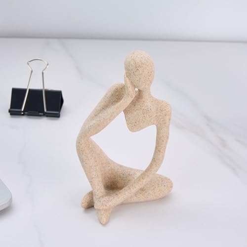Modern Abstract Sculpture for Table Decor - Decorative Thinker Statue with Sandstone
