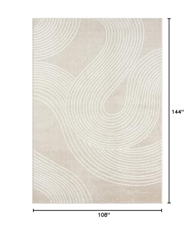 Abani Beige and White Swirl Area Rug | 9' x 12' Cream Carpet with Wave Pattern | Modern Rug for Living Room, Bedroom and Office | Nuevo Collection - color: Beige, size: 9' x 12' (Rectangular)