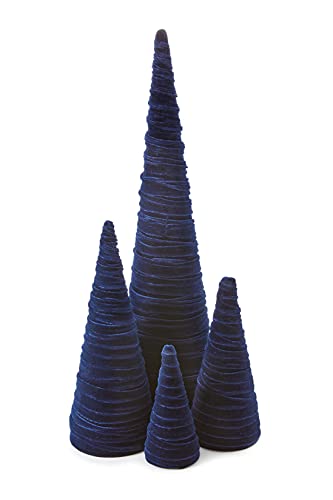 Your Heart's Content Velvet Trees Set of 4 Navy, Handcrafted Blue Valentine Tree Tabletop, Winter Wedding Centerpiece, Office Bookshelf, Cozy Gift for (Navy) - color: Navy