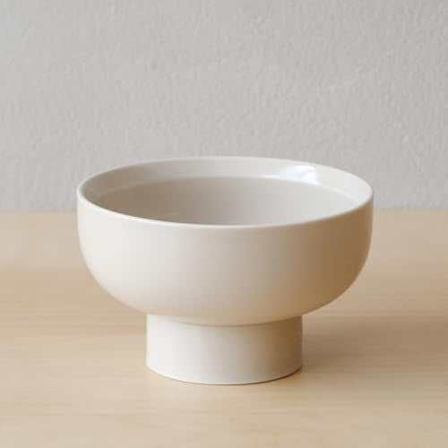 WENSHUO Pedestal Bowl, Decorative Ceramic Fruit Bowl, 5.5 in,Creamy Beige - color: Creamy Beige, size: 5.5"