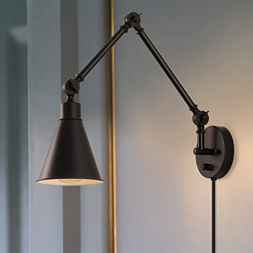CADUKE Swing Arm Wall Lamp, Metal Plug in Wall Sconces, Set of 2