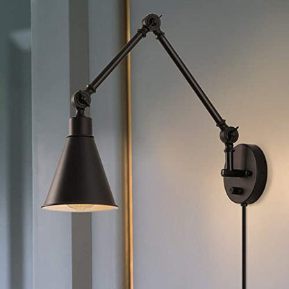 CADUKE Swing Arm Wall Lamp, Metal Plug in Wall Sconces, Set of 2