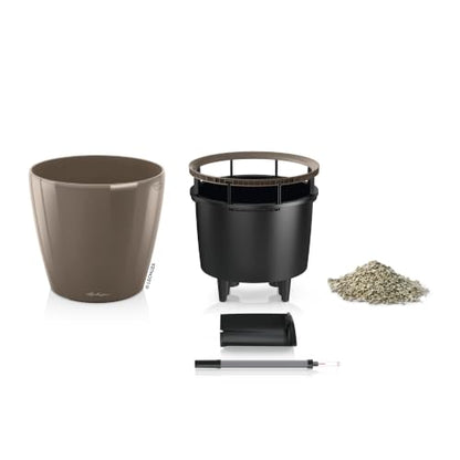 Lechuza 16045 Classico LS 28 Self-Watering Planter, Shiny Taupe High Gloss - color: Shiny Taupe, size: D28 H26 cm
