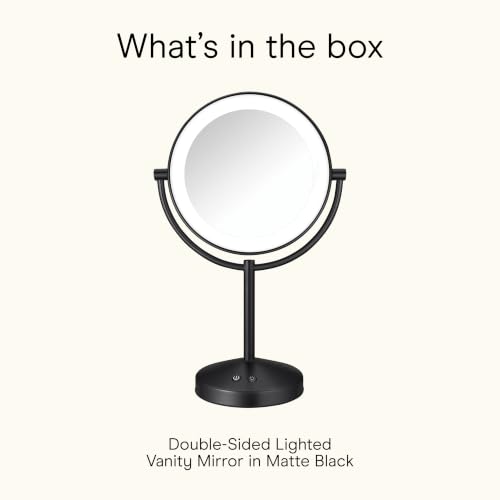 Conair LED Vanity Mirror, Double-Sided, 10x Maginification, Matte Black - color: Matte Black, size: 16"L x 10.3"W