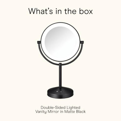 Conair LED Vanity Mirror, Double-Sided, 10x Maginification, Matte Black - color: Matte Black, size: 16"L x 10.3"W