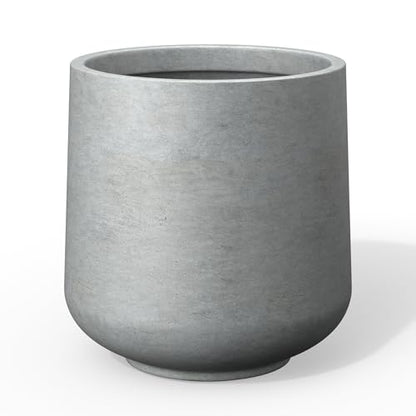 Kante Round Concrete Planter, 13-Inch Dia Barrel-Style Garden Pots with Drainage Hole for Home, Patio and Garden, Flower and Tree Planter (10.2" Opening), Gray - color: Gray, size: 13" D