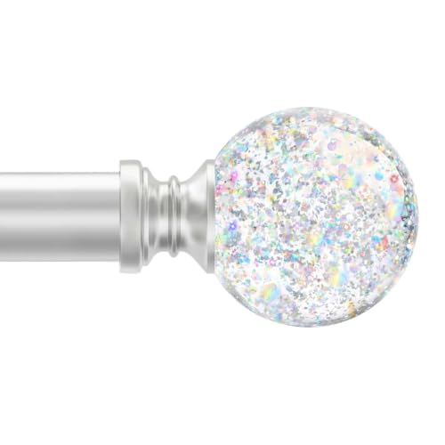TVWOO Silver Rainbow Curtain Rod Adjustable Heavy Duty Crystal Ball,66-120" - color: Silver, size: 66-120" ( 1pack )
