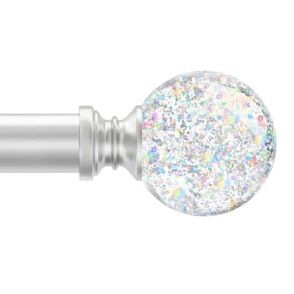 TVWOO Silver Rainbow Curtain Rod Adjustable Heavy Duty Crystal Ball,66-120" - color: Silver, size: 66-120" ( 1pack )