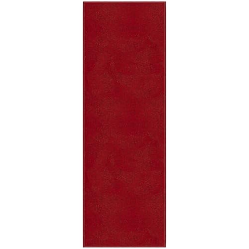 Ottomanson Door Mat Indoor Entryway Runner Rug – Non-Slip Durable Low-Pile Runner with Stain-Resistant Surface, 20" x 59", Red - color: Red