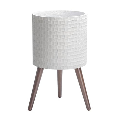 D'vine Dev Planter Pot with Wood Stand, 12 in, Matte White, 88-Z-C-1 - color: Matte White, size: Large