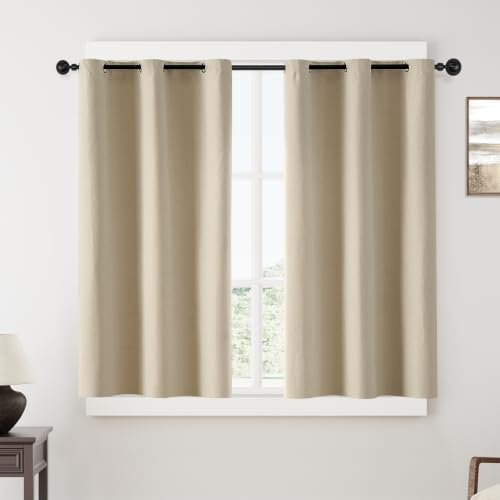 ChrisDowa Natural Blackout Curtains 54 Inches Long 2 Panels for Bedroom - color: Natural, size: 40"W x 54"L (Pack of 2)