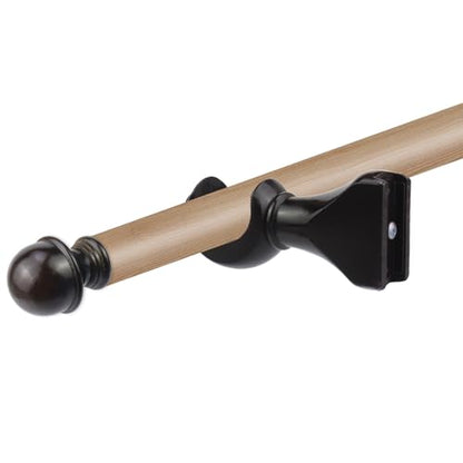 Antrader 2Pcs Finials for Curtain Rods and 2Pcs Wood Curtain Rod Brackets - color: Coffee Color