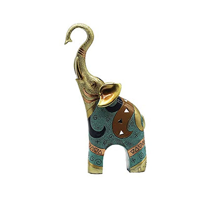 Good Luck Elephant Decor for Home, Large Gold Elephant Statue Figurine - size: 14