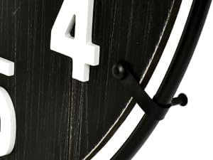 EMAX HOME Large Old Town Farmhouse Black Wall Clock 30 Inch Rustic Antique Wood with Metal Circle and Large Numerals Silent Battery Operated Wall Clock for Office Kitchen Bedroom Living Room - color: Black, size: 30 Inch