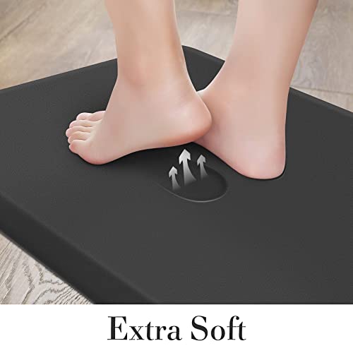 HappyTrends 2 PCS Kitchen Mat Cushioned Anti-Fatigue Floor Mat, Heavy Duty - color: Black, size: 17.3"x28"+17.3"x47"