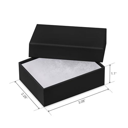 BULK PARADISE 6 Pack Cotton Fill Black Cardboard Paper Jewelry Box Gift Size 3.08 x 2.28 x 1.1 Inches Perfect for Small Gifts - color: Black