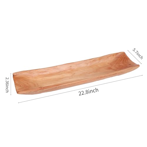 22.8" Decorative Tray Wood Dough Bowl, Long Fruit Bowl,Large