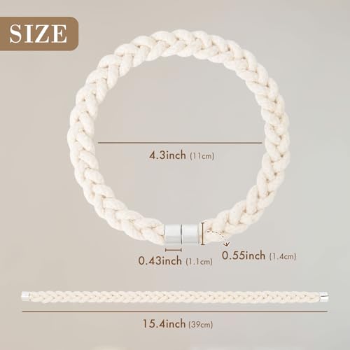 NICEEC 2 Pack Natural Cotton Rope Curtain Tiebacks Elegant Boho Style Magnetic Drape Tie Backs Soft Hand-Woven Rope Curtain Holdbacks for Home & Office Drapery (Cotton rope-01) - color: Cotton Rope-01, size: 2 Pack