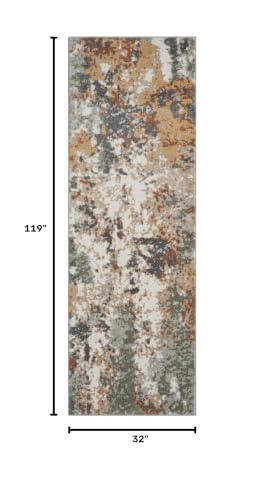 Keen Home Design Abstract Non-Shedding Runner Rug, Soft Thick Pile, 2x10 - color: Skies Green, size: 2'8" x 9'11" (Runner)