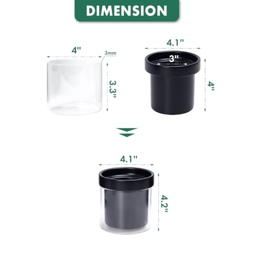 Phoenix Vine 4 Inch Self Watering Planter Pot, Black Terracotta Clay Pot with Glass Reservoir for Indoor Plants, Herbs, Flowers, Set of 2, 52-C-E-2 - color: Black, size: 4" (2 Pack)