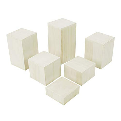 Mooca Wooden 6 Pcs Square Risers for Display Jewelry and Accessories Display Stand (Wash White) - color: Wash White