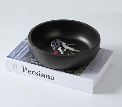 Large Concrete Key Bowl for Entryway Table - 7.9" Key Holder Bowl for Keys - color: Charcoal Black