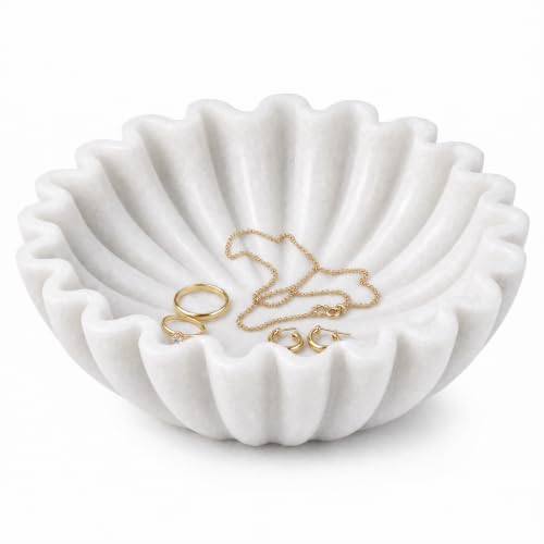Marble Jewelry Dish, Ring Trinket Dish, Small Marble Bowl, Catch All Bowl - size: 6 inches