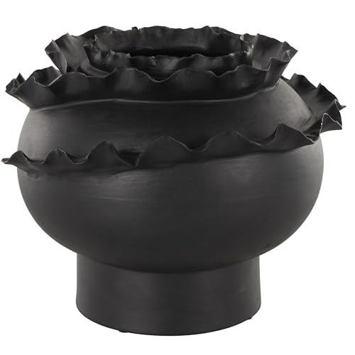 Deco 79 Ceramic Abstract Decorative Vase Floral Inspired Centerpiece Vase, Flower Vase for Home Decoration 12" x 12" x 9", Black - color: Black, size: 12" x 12" x 9"