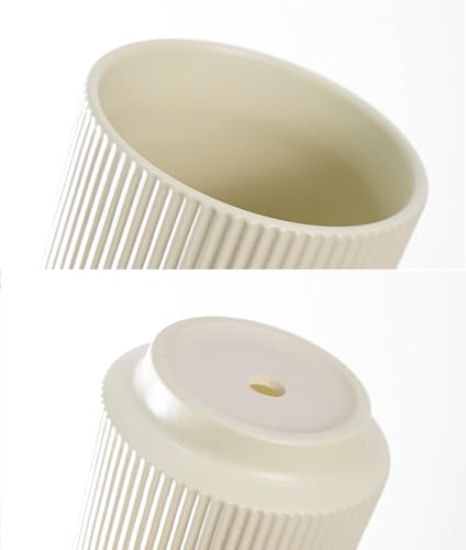 Ceramic 4.9+6.3 inch Planters, Modern Home and Office Flowerpot, Indoor and Outdoor Flowerpot with Drainage Hole (Light Yellow) - color: Light Yellow