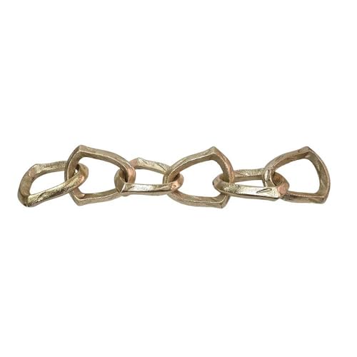 Modern Gold Chain Sculpture 17.5-Inch Aluminum Art Decor, Contemporary Home Accent for Living Room, Office, or Shelf Display - 17.5" x 3.5" x 1"