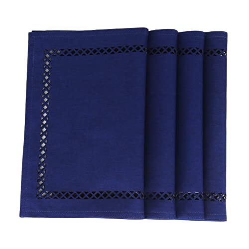 Placemats Set of 4 for Dining Table with Hollow Edge Design- Table Mats 12x 18 Inch, Cloth Place mats Machine Washable (Blue 4pcs) - color: H-blue, size: 4 pcs